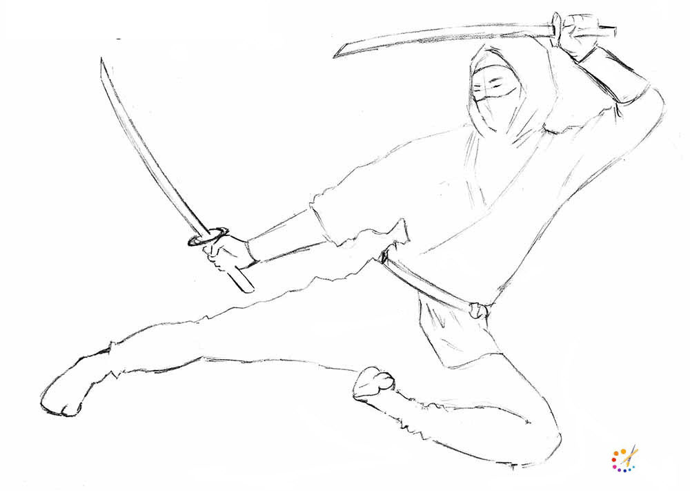 how to draw a ninja