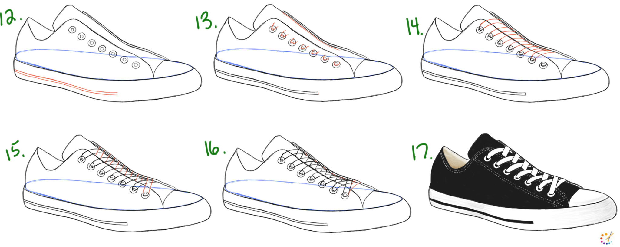 How to Draw Shoes Step By Step - For Kids & Beginners