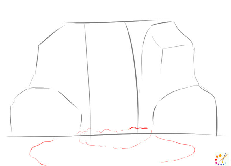 how to draw a waterfall