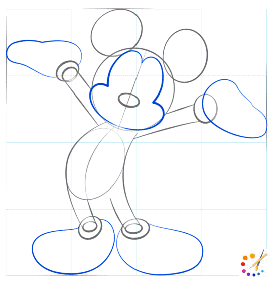 How to draw mickey mouse