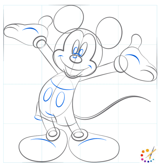 How to draw mickey mouse