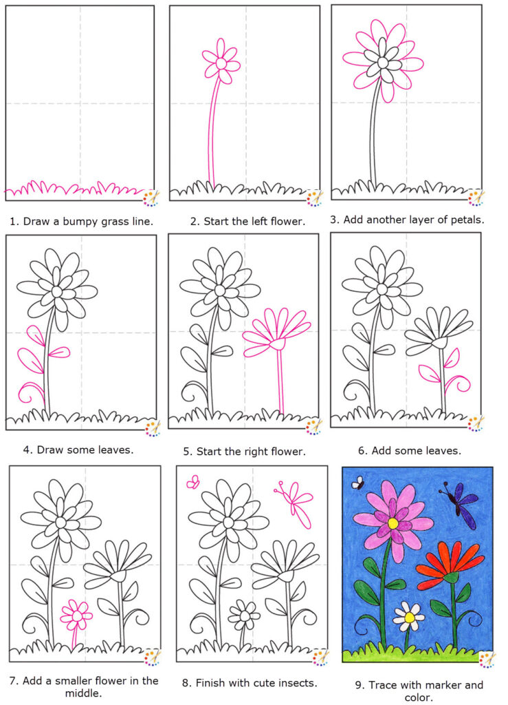 How to draw a flower