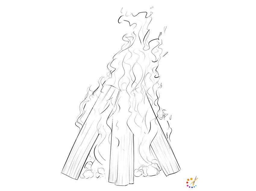 How to draw a fire