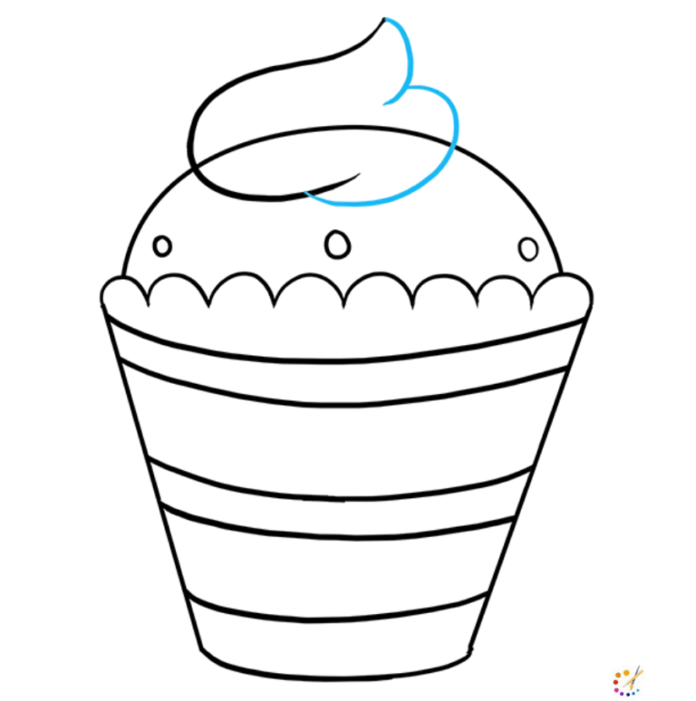How to Draw A Cupcake Step By Step - For Kids & Beginners