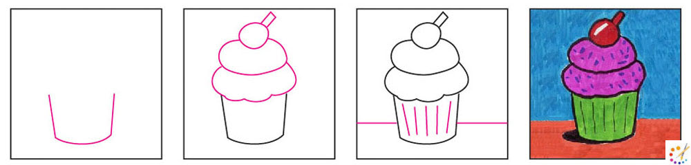 How to draw a cupcake