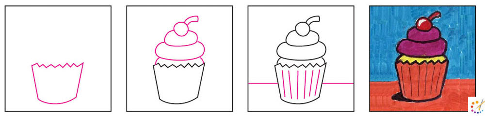 How to draw a cupcake