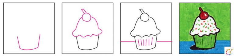 How to Draw A Cupcake Step By Step - For Kids & Beginners