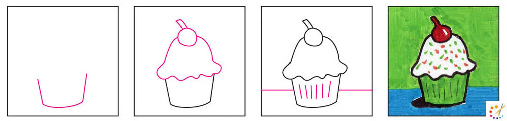 How to draw a cupcake