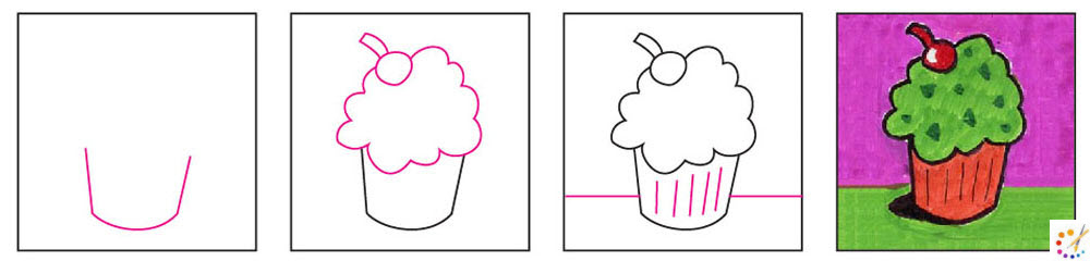 How to draw a cupcake