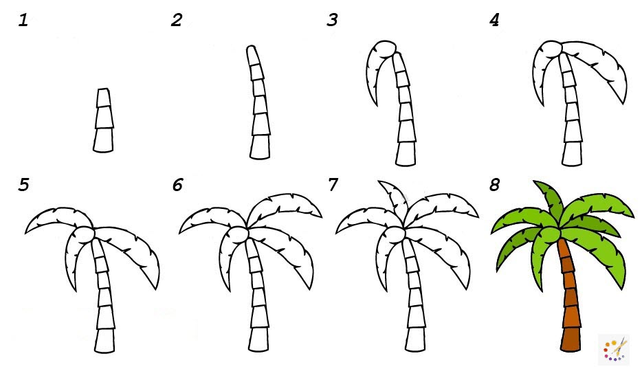 How To Draw Palm Tree