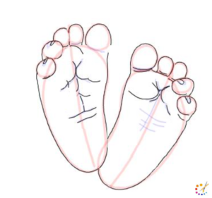 How to draw baby feet