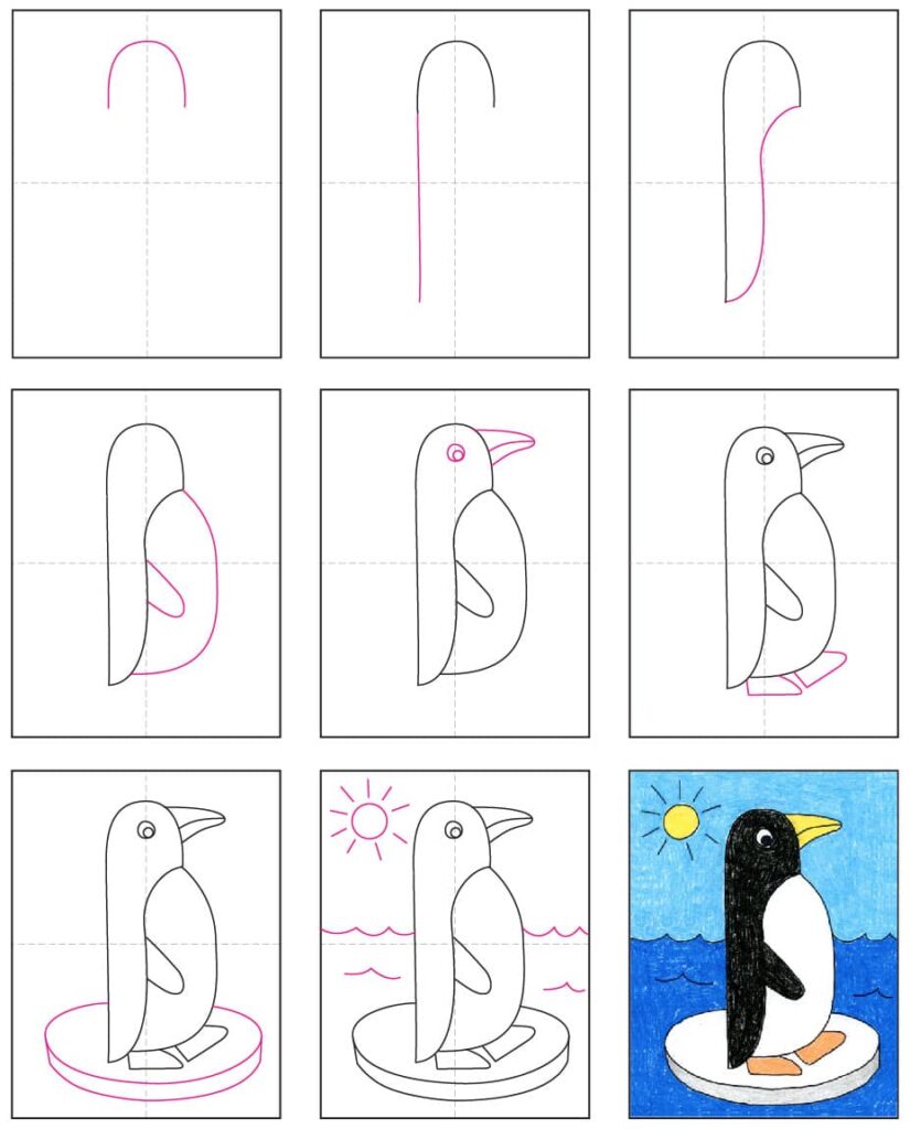 draw penguin step by step