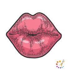 How to draw kissing lips