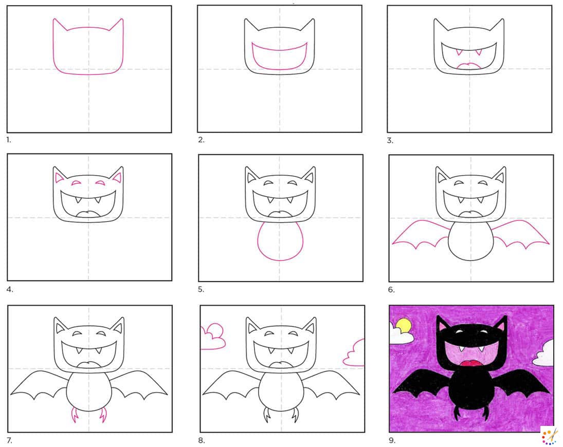 How to draw a bat