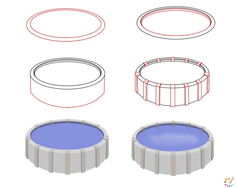 How to draw swimming pool