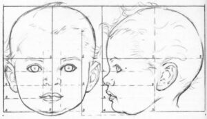 How to draw baby head