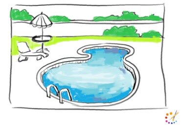 How to draw swimming pool