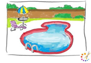 How to Draw a Swimming pool Step By Step – For Beginners