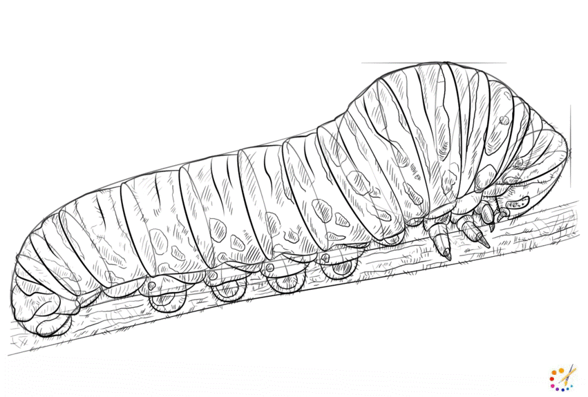 How to draw caterpillar