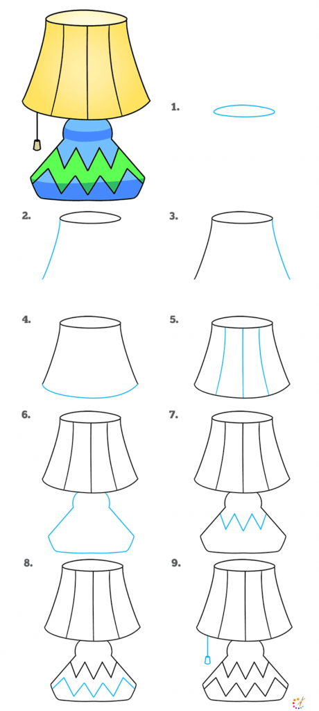 How to draw table lamp