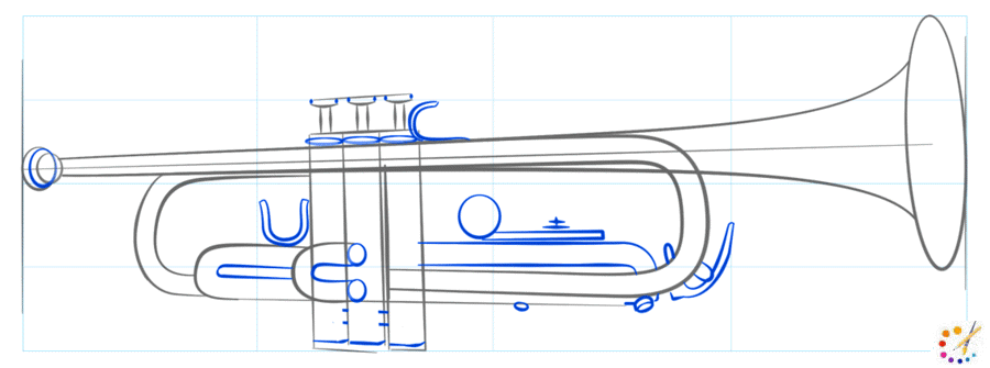 How to draw trumpet