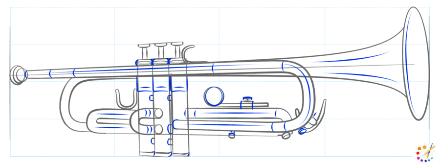 How to draw trumpet