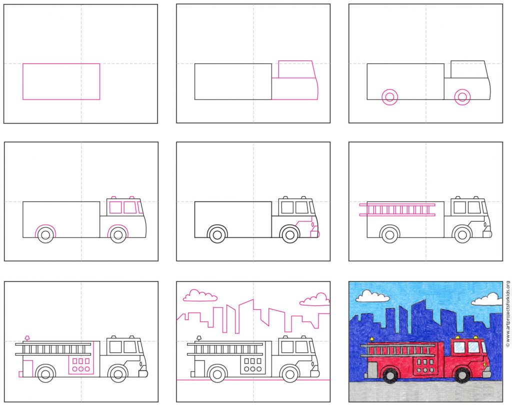 How to draw firetruck