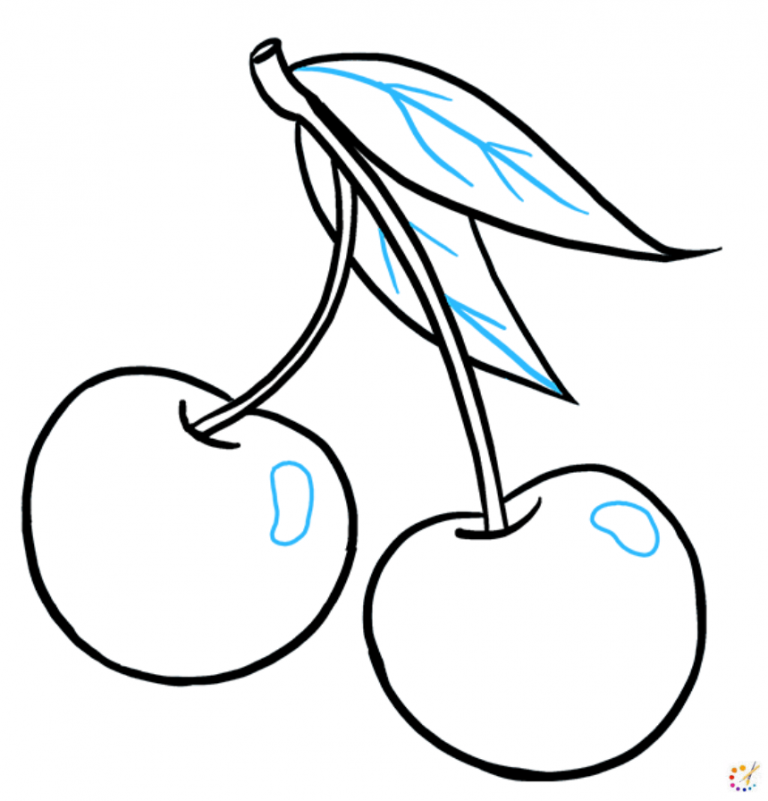 How to draw Cherries Step by Step – For Kids & Beginners