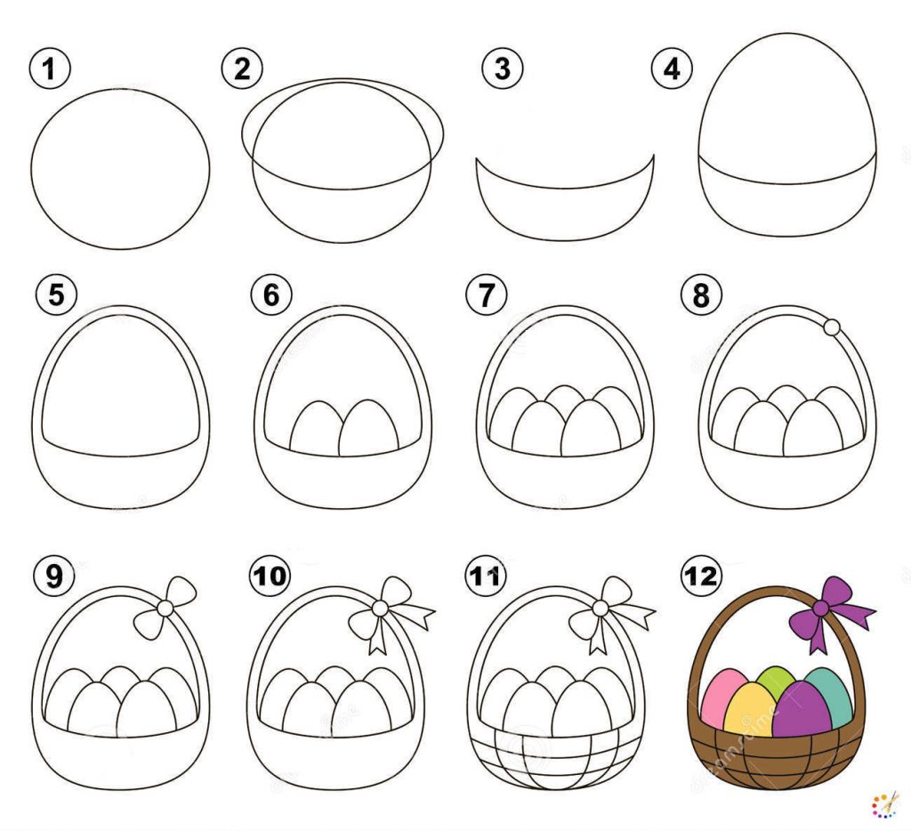 how to draw Easter basket