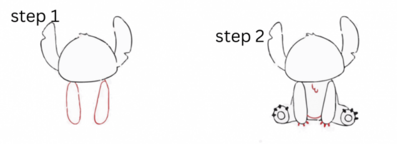 how to draw a stitch step 1