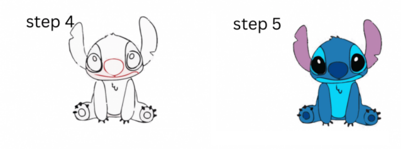 how to draw a stitch step 4 & 5