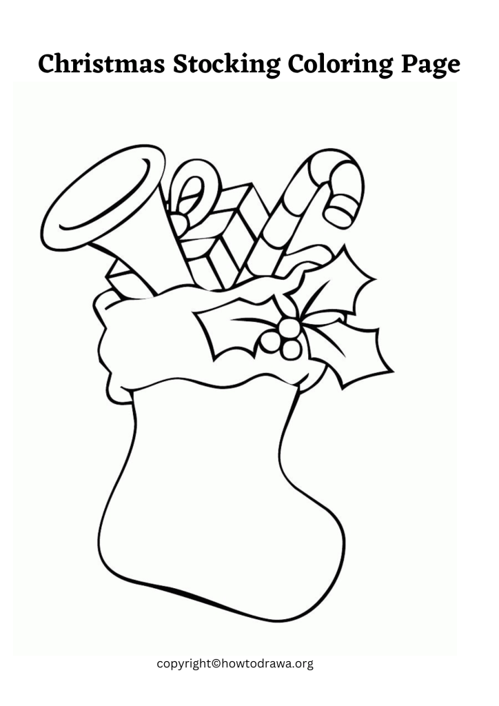 Christmas Stocking Coloring Page to Print and Color