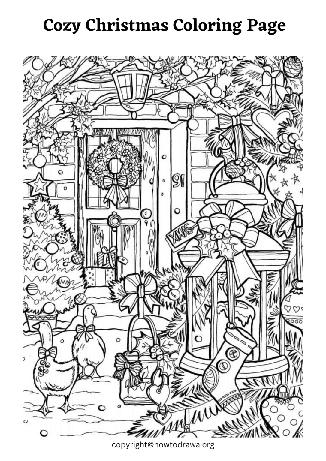 Cozy Christmas Coloring Page for Kids [Free Printable]