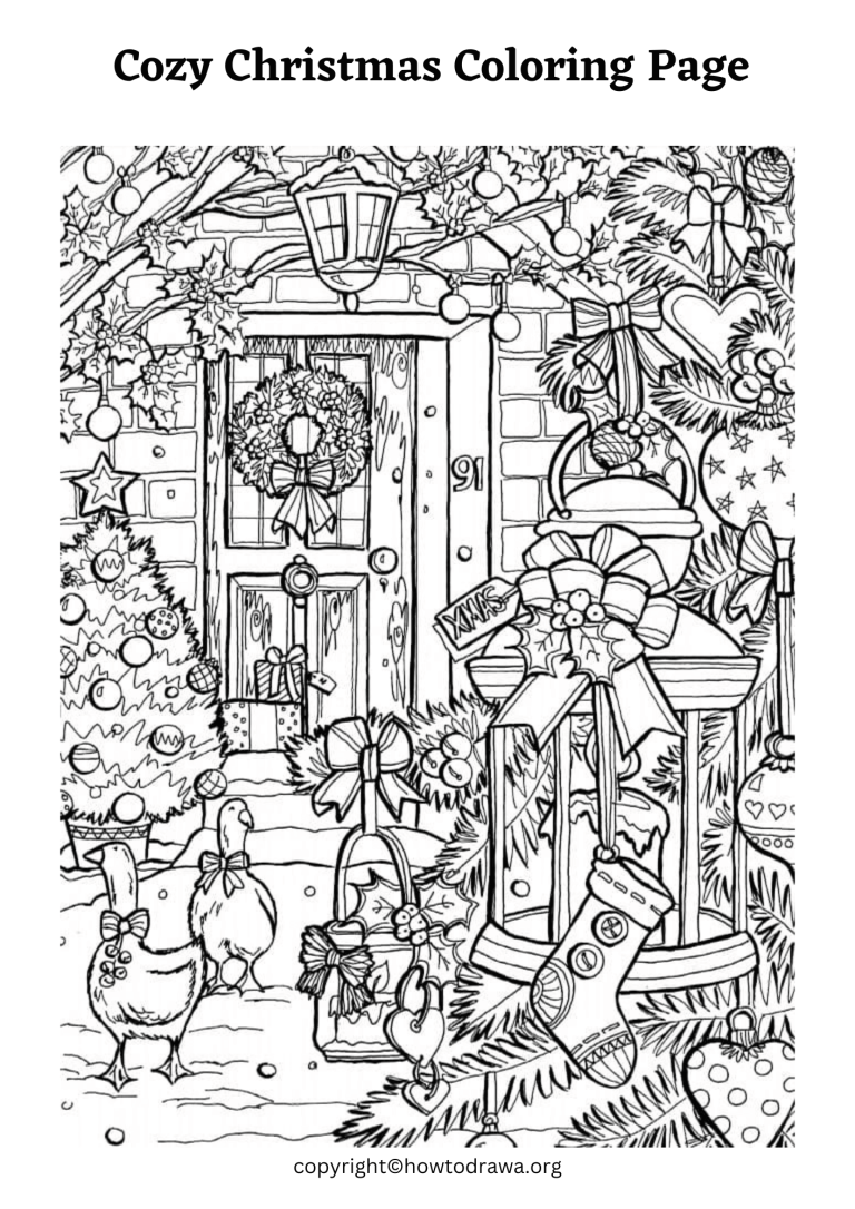 Cozy Christmas Coloring Page for Kids [Free Printable]