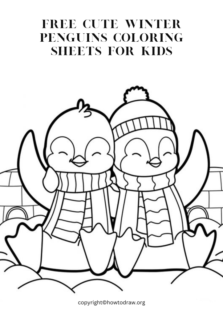 Free Cute Winter Penguins Coloring Sheets for Kids