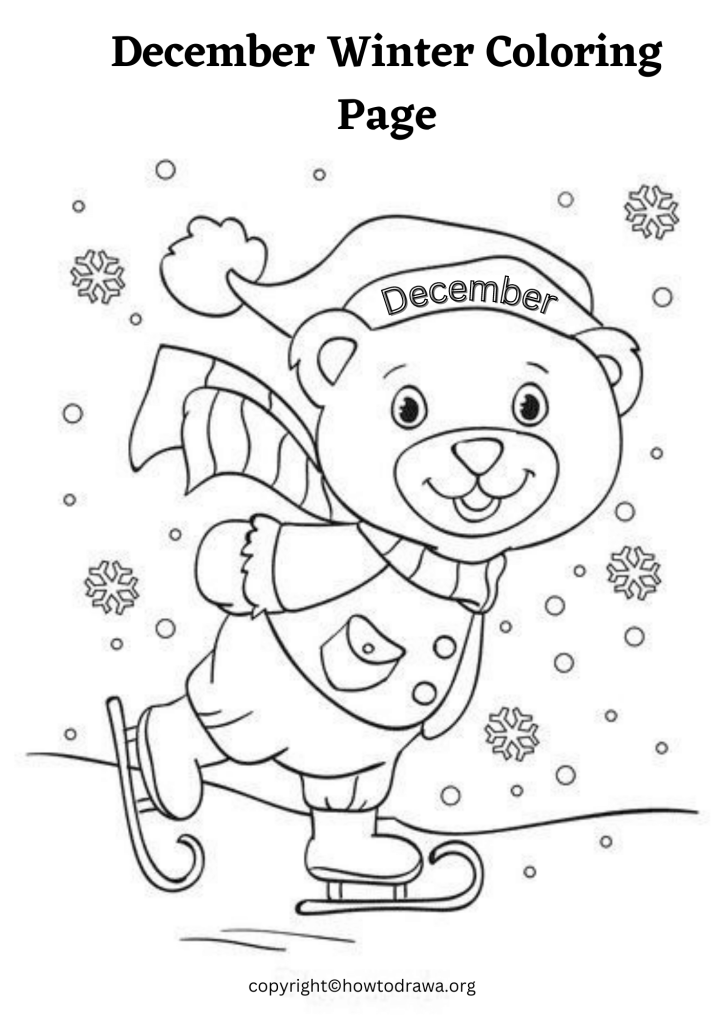 Free December Winter Coloring Sheets for Kids