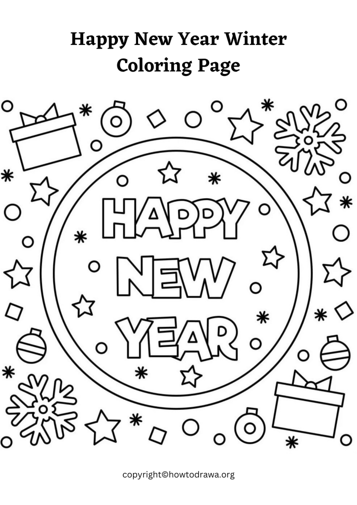 Free Happy New Year Winter Coloring Sheets for Kids