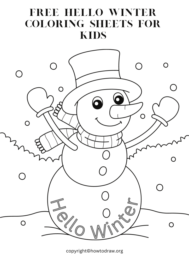 Free Hello Winter Coloring Sheets for Kids