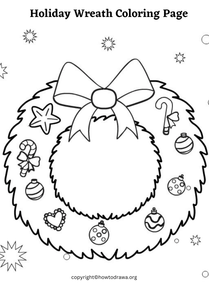 Free Holiday Wreath Coloring Sheets for Kids