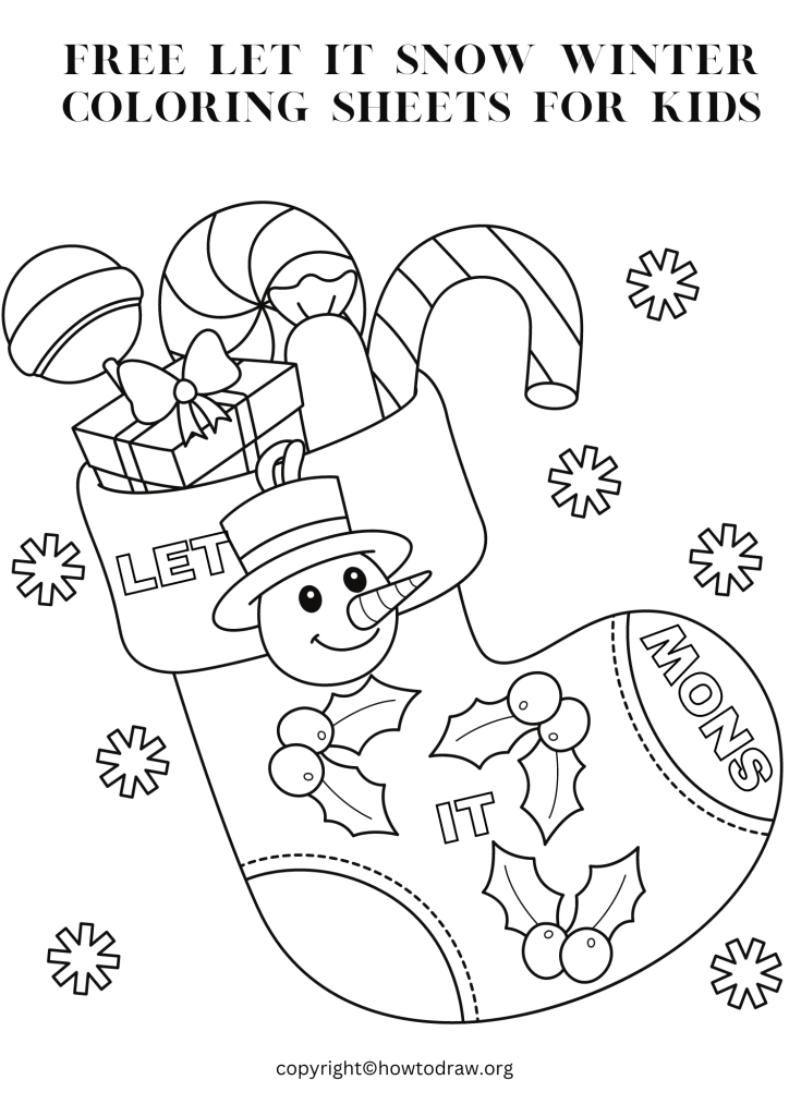 Free Let it Snow Winter Coloring Sheets for Kids