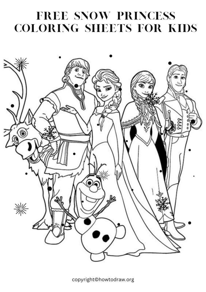 Free Snow Princess Coloring Sheets for Kids