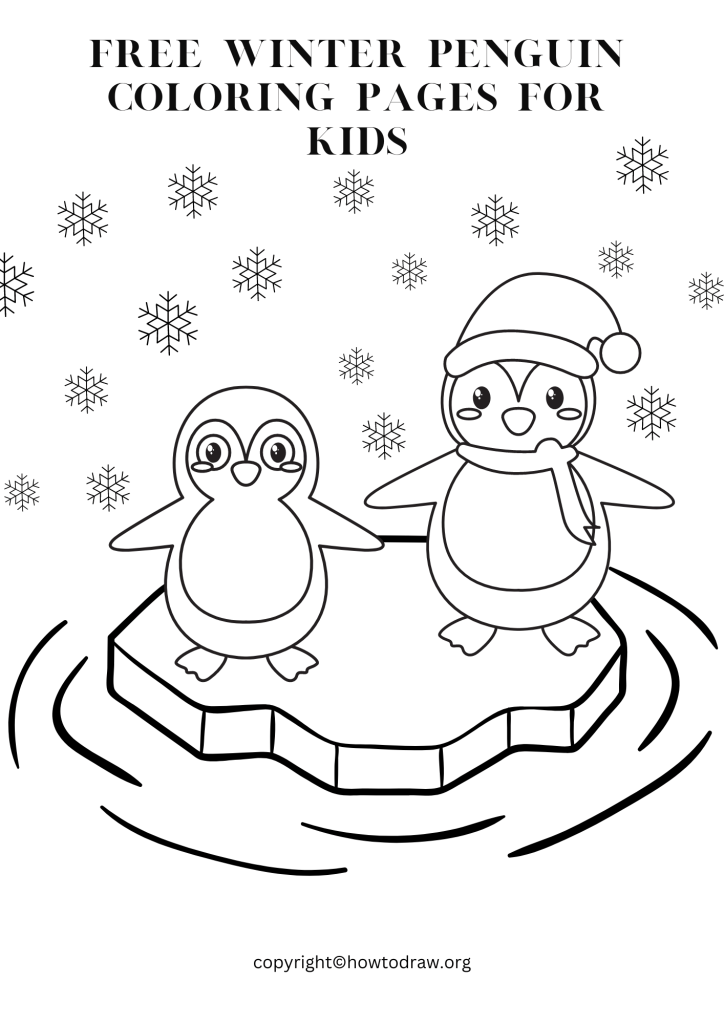 Free Winter Penguin Coloring Pages for Kids