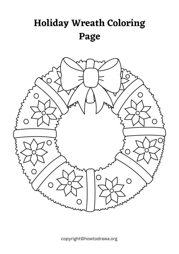 Holiday Wreath Coloring Page