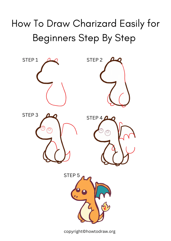 How To Draw Charizard Easily for Beginners Step By Step