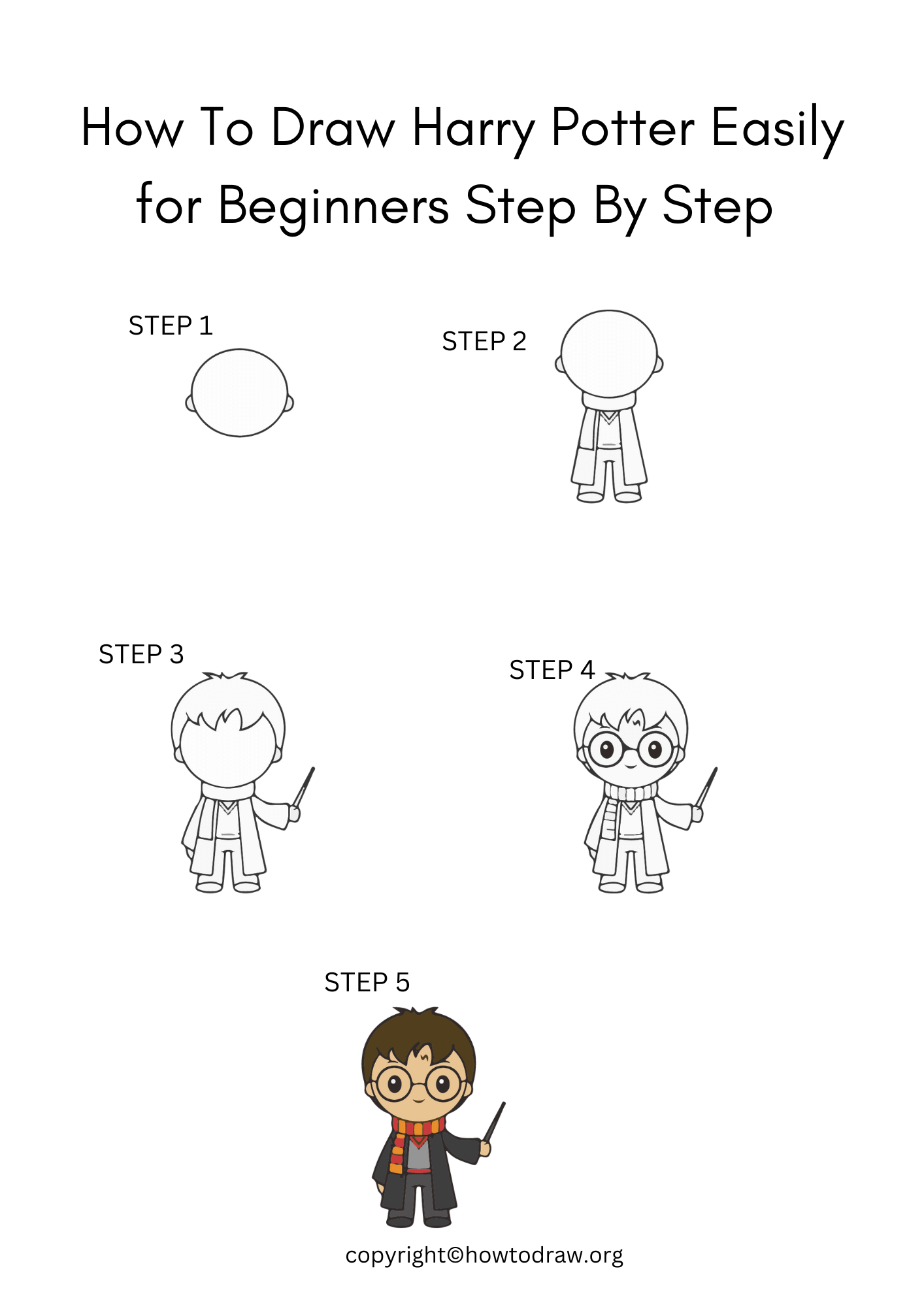 How To Draw Harry Potter Step By Step – For Kids & Beginners