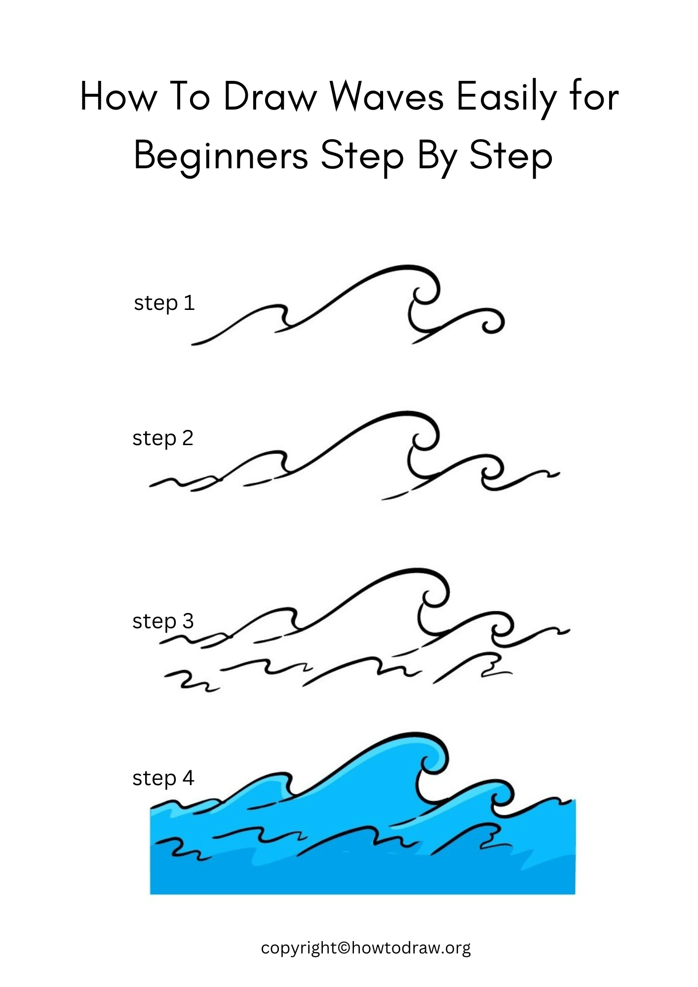 How To Draw Waves Step By Step โ For Kids & Beginners