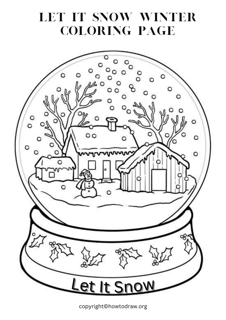 Let it Snow Winter Coloring Page to Print and Color