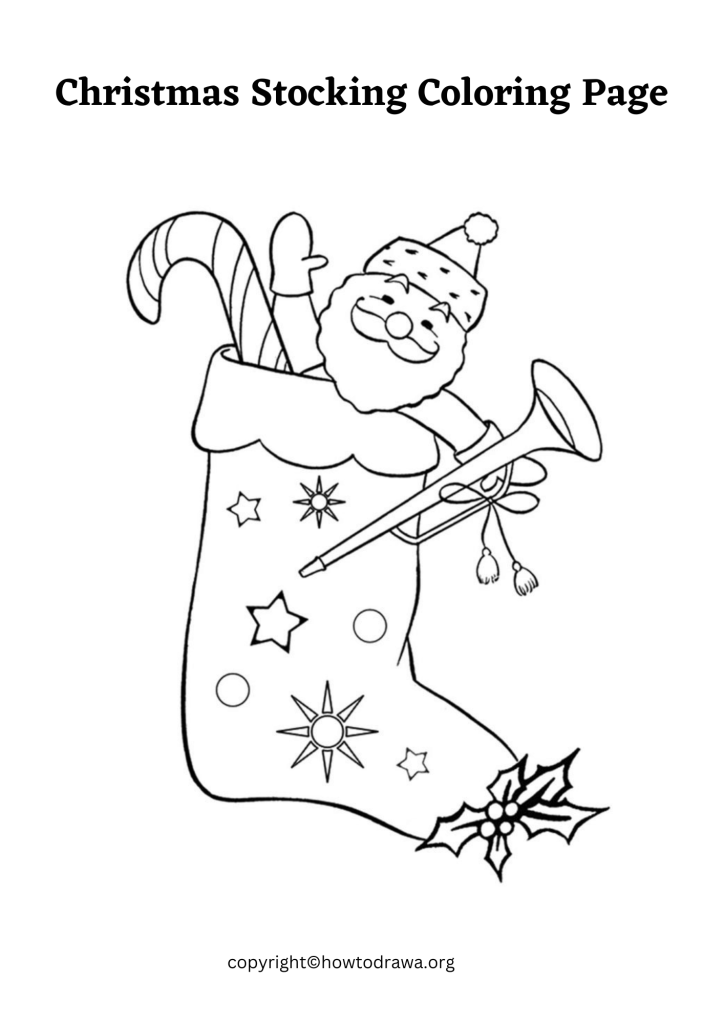 Simple Christmas Stocking Coloring Sheet to Print and Color