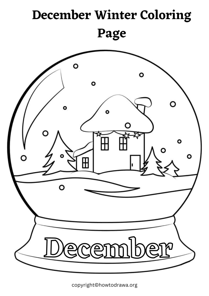 Simple December Winter Coloring Sheet to Print and Color