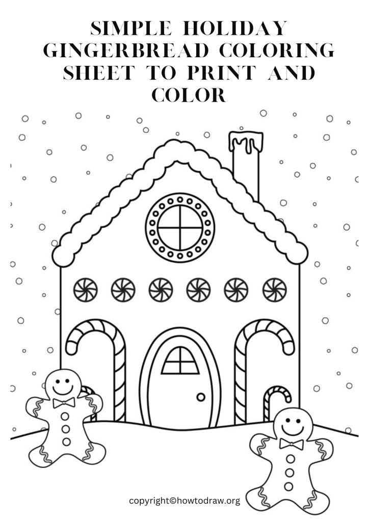 Simple Holiday Gingerbread Coloring Sheet to Print and Color